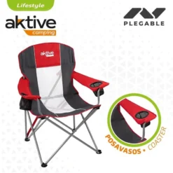 AKTIVE - Chaise De Camping XL Avec Porte-Gobelet -Camping Promotion Magasin aktive chaise de camping xl avec porte gobelet 2