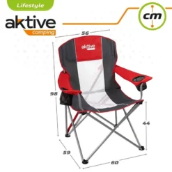 AKTIVE - Chaise De Camping XL Avec Porte-Gobelet -Camping Promotion Magasin aktive chaise de camping xl avec porte gobelet 5