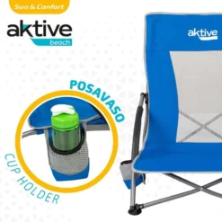 AKTIVE - Chaise Pliante Avec Poche Et Poignée De Transport -Camping Promotion Magasin aktive chaise pliante avec poche et poignee de transport 2