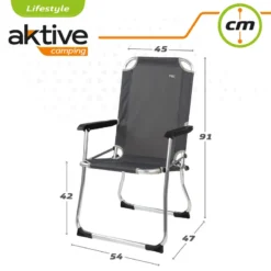 AKTIVE - Chaise Pliante Camping Fixe En Aluminium 54 X 57 X 91 Cm, Gris -Camping Promotion Magasin aktive chaise pliante camping fixe en aluminium 54 x 57 x 91 cm gris 5