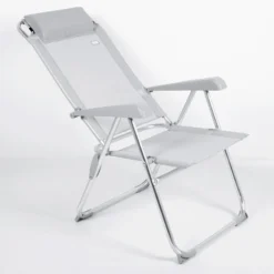 AKTIVE - Chaise Pliante Haute Avec Dossier Haut Réglable 5 Positions, Gris -Camping Promotion Magasin aktive chaise pliante haute avec dossier haut reglable 5 positions gris 2