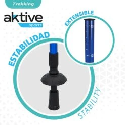 AKTIVE Jeu De 2 Bâtons De Trekking En Aluminium 67-135 Cm, Noir Et Bleu -Camping Promotion Magasin aktive jeu de 2 batons de trekking en aluminium 67 135 cm noir et bleu 3