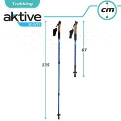 AKTIVE Jeu De 2 Bâtons De Trekking En Aluminium 67-135 Cm, Noir Et Bleu -Camping Promotion Magasin aktive jeu de 2 batons de trekking en aluminium 67 135 cm noir et bleu 5