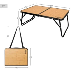 AKTIVE - Table De Camping Pliante Effet Bambou, 60x40x25 Cm -Camping Promotion Magasin aktive table de camping pliante effet bambou 60x40x25 cm 3