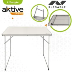 AKTIVE - Table Pliante En Aluminium Et Bois. Table De Camping 80x60x70 Cm -Camping Promotion Magasin aktive table pliante en aluminium et bois table de camping 80x60x70 cm 2