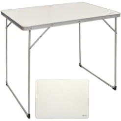AKTIVE - Table Pliante En Aluminium Et Bois. Table De Camping 80x60x70 Cm