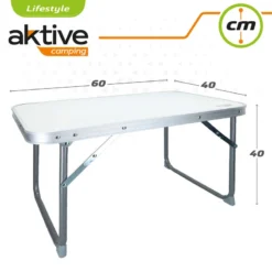AKTIVE - Table Pliante . Table Basse Blanche En Aluminium - 40x60x40 Cm -Camping Promotion Magasin aktive table pliante table basse blanche en aluminium 40x60x40 cm 3