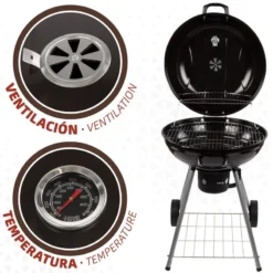 Barbecue Portable Rond Au Charbon De Bois Avec Couvercle Aktive -Camping Promotion Magasin barbecue portable rond au charbon de bois avec couvercle aktive 2