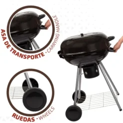 Barbecue Portable Rond Au Charbon De Bois Avec Couvercle Aktive -Camping Promotion Magasin barbecue portable rond au charbon de bois avec couvercle aktive 5