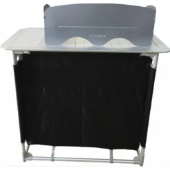 BAYASUN Meuble De Cuisine 4 Étagères Pieds Réglables Gris -Camping Promotion Magasin bayasun meuble de cuisine 4 etageres pieds reglables gris 4