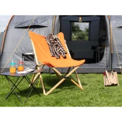 Chaise Longue Tofte - Chaise Relax De Camping - Pliable - Max. 120 Kg - Orange -Camping Promotion Magasin chaise longue tofte chaise relax de camping pliable max 120 kg orange 2
