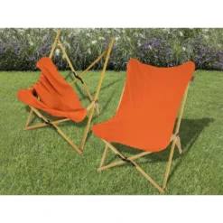 Chaise Longue Tofte - Chaise Relax De Camping - Pliable - Max. 120 Kg - Orange -Camping Promotion Magasin chaise longue tofte chaise relax de camping pliable max 120 kg orange 4