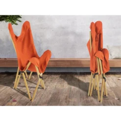 Chaise Longue Tofte - Chaise Relax De Camping - Pliable - Max. 120 Kg - Orange -Camping Promotion Magasin chaise longue tofte chaise relax de camping pliable max 120 kg orange 5