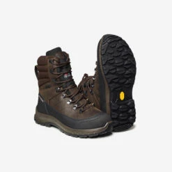 CHAUSSURES CHASSE IMPERMÉABLES CHAUDES CUIR CROSSHUNT 540 MARRON