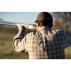 Chemise Chasse Coton Manches Longues Respirant Homme - 100 à Carreaux Beige. -Camping Promotion Magasin chemise chasse coton manches longues respirant homme 100 a carreaux beige 2