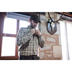 Chemise Chasse Coton Manches Longues Respirant Homme - 100 à Carreaux Beige. -Camping Promotion Magasin chemise chasse coton manches longues respirant homme 100 a carreaux beige 6