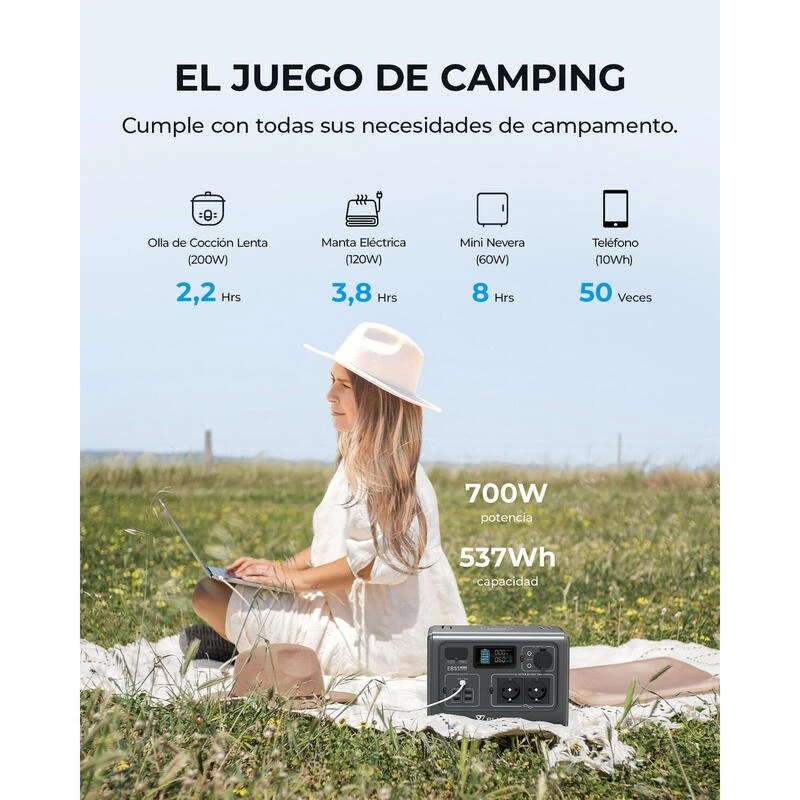 Générateur Solaire BLUETTI EB55 Avec Panneau Solaire PV120S Pour Camping 2 Générateur Solaire BLUETTI EB55 Avec Panneau Solaire PV120S Pour Camping – Image 2