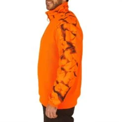Pull Chasse Renfort Orange Fluo 500 -Camping Promotion Magasin pull chasse renfort orange fluo 500 3