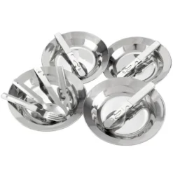 Set De Couverts De Camping & Assiette Creuse Inox | 4 Personnes