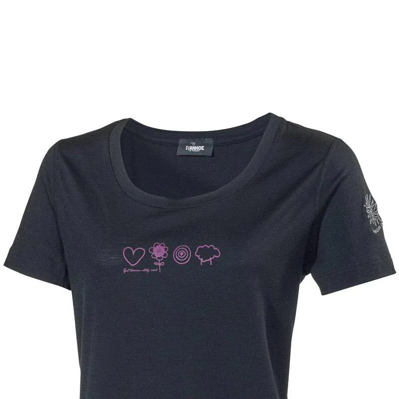 T-shirt Meja Symbols Pour Femme - 100% Laine Mérinos - Noir 3 T-shirt Meja Symbols Pour Femme - 100% Laine Mérinos - Noir – Image 3
