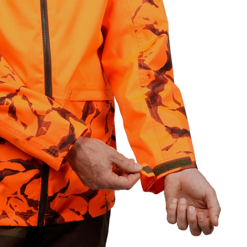 VESTE CHASSE RESISTANTE IMPERMEABLE ORANGE FLUO SUPERTRACK 100 8 VESTE CHASSE RESISTANTE IMPERMEABLE ORANGE FLUO SUPERTRACK 100 – Image 8