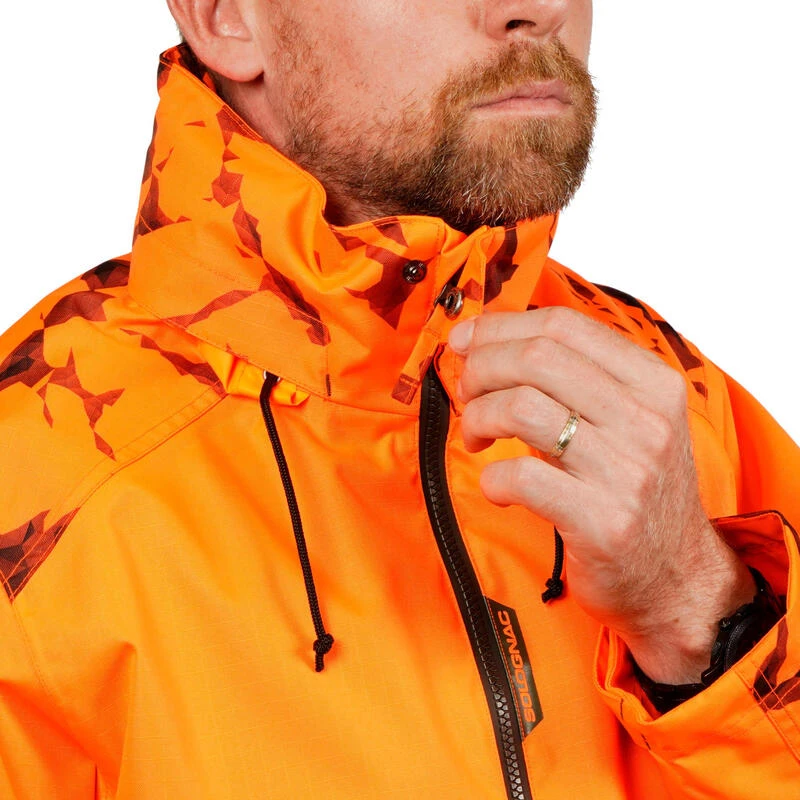 VESTE CHASSE RESISTANTE IMPERMEABLE ORANGE FLUO SUPERTRACK 100 9 VESTE CHASSE RESISTANTE IMPERMEABLE ORANGE FLUO SUPERTRACK 100 – Image 9