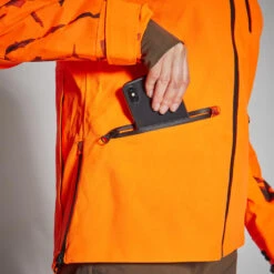 VESTE CHASSE SUPERTRACK FEMME RESISTANTE IMPERMEABLE ORANGE FLUO 500 -Camping Promotion Magasin veste chasse supertrack femme resistante impermeable orange fluo 500 5