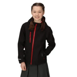 Regatta Veste Softshell ABLAZE Enfant (Noir / Rouge Classique) -Camping Promotion Magasin veste softshell ablaze enfant noir rouge classique 2