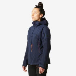 Veste Softshell Coupe Vent De Trek Montagne - MT900 Bleu Marine Femme